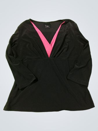 J.T.B. Black and Pink V-Ausschnitt Top