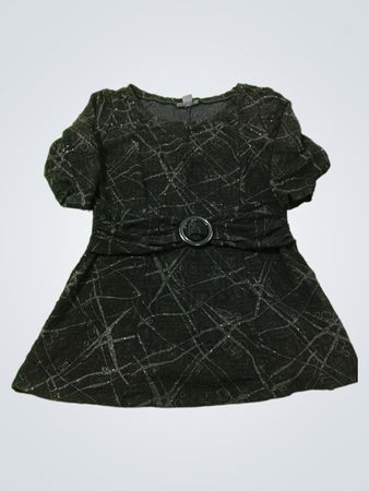Dressbarn Collection Schwarzes Glitzer-Muster Kurzarmkleid