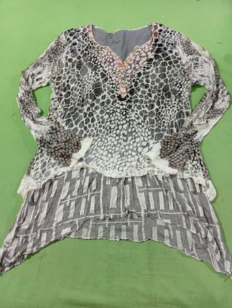 Damen Transparentes Bedrucktes Tunika-Oberteil