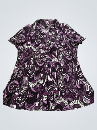 East 5th Petite lila Swirl-Print plissierte Bluse mit Knopfleiste