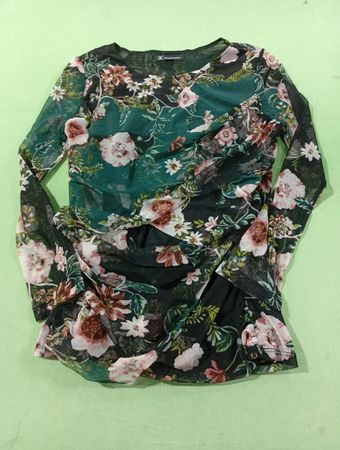 International Concepts Florales Mesh-Kleid mit Raffung