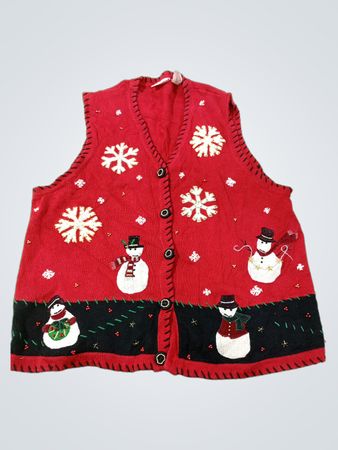 Basic Editions Holiday Schneemann- & Schneeflocken-V-Ausschnitt Knopf-Weste