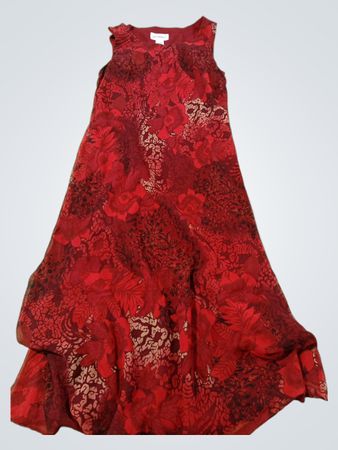 STUDIO I Rotes Maxikleid mit floraler Druckmuster und ärmellosem Design