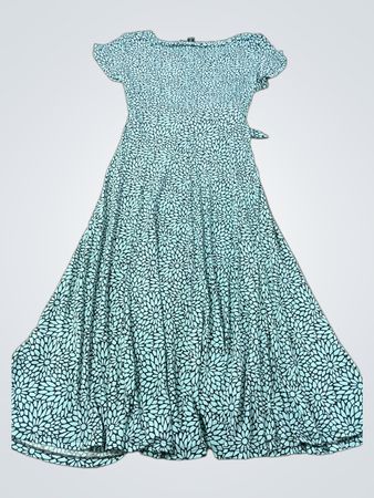 Perceptions Petite Damen Maxi-Kleid in Blau mit Blumenmuster und Gürtel
