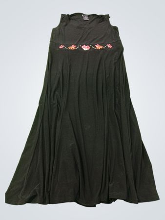 K Petite Kollektion schwarzes besticktes Maxikleid