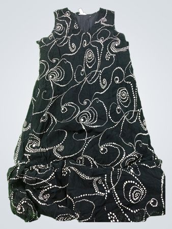AVENUE Schwarzes Kleid mit weißem Wirbelmuster