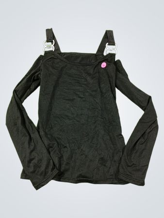 Schwarzes One-Shoulder-Longsleeve-Oberteil mit Ringdetail