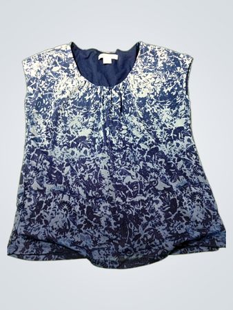 Liz Claiborne Damen Top ohne Ärmel mit blauem Blumenmuster