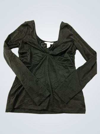 H&M Schwarzes langärmeliges Glitzeroberteil