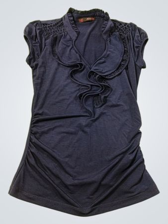 HeartSoul Navy Blue geraffte Rüschenbluse
