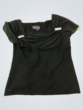 S.L. Fashions Schwarze verzierte Bluse