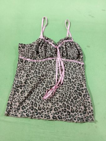 Leopardenmuster-Camisole mit pinker Schleife