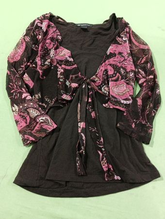INC International Concepts Petite Paisley Print Tie Front Blouse
