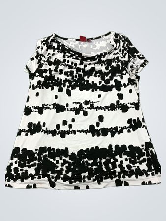 212 COLLECTION Damen Kurzarmshirt mit schwarz-weiß abstraktem Druck