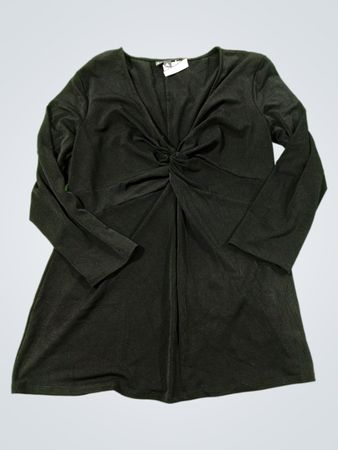 BOLD ELEMENTS Schwarze Wickel-Front V-Ausschnitt Langarm-Tunika-Oberteil XL