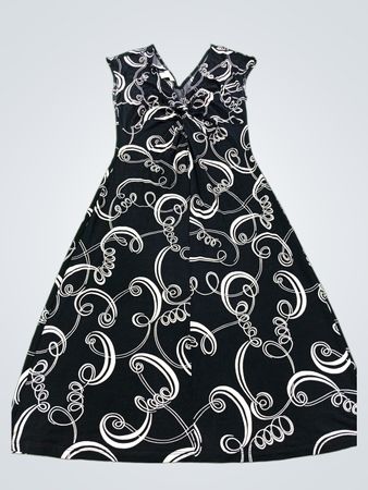 Lady Hathaway schwarzes und weißes Maxikleid mit Wirbelmuster