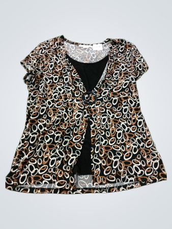 Claudia Richard Damen Shirt mit Muster und kurzen Ärmeln
