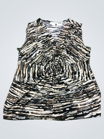 Poet Damen ärmelloses V-Ausschnitt gerafftes Top mit Zebra-Print Größe 3268