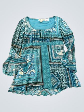 DressBarn Blaue tunika mit Blumenmuster