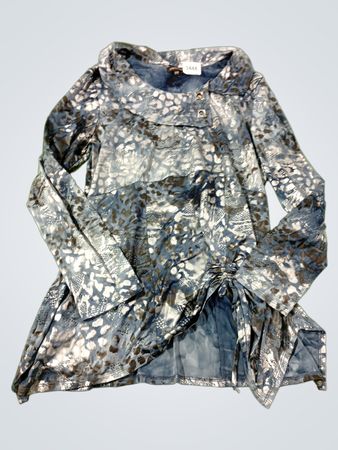 EMOTIONS Damen Tunika-Oberteil mit blauem Muster Größe M