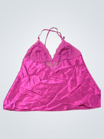 Binca Donatello Pink Satin Nachthemd mit Spitzenbesatz