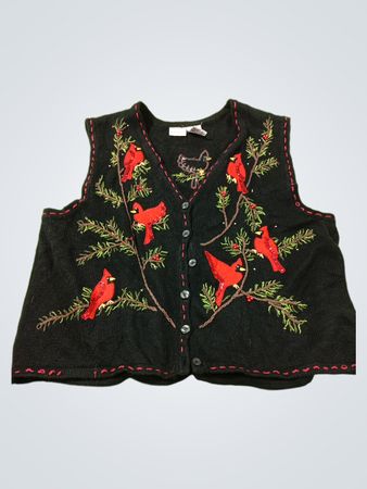 White Stag Women's Plus Cardinal and Branch bestickte schwarze Weste