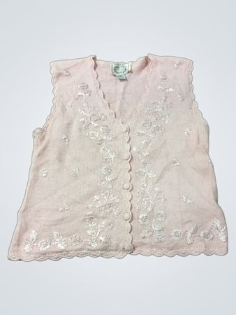 Erika Petites rosa bestickte Weste mit Knopfleiste