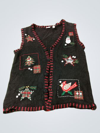 Holiday Editions Schwarze Weihnachtsweste mit Applikationen