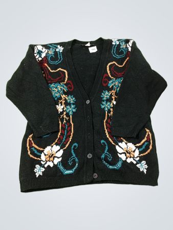 MODIANO schwarzer Cardigan mit Blumenstickerei