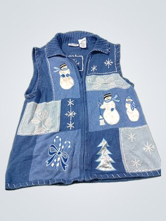 BLAIR Damen Blaue Schneemann-Patchwork-Weste