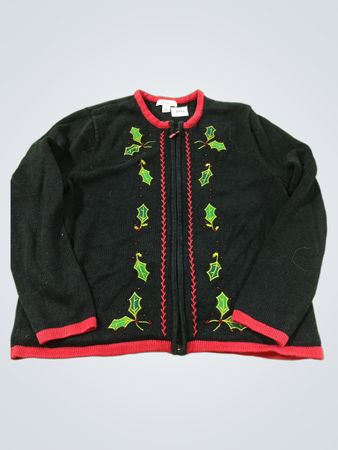 Die Tog Shop Schwarze Weihnachts-Holly-Strickjacke