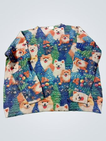 Hund und Weihnachtsbaum Print-Pullover