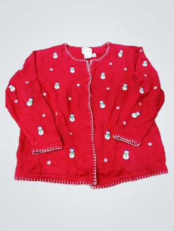 Die Quacker Factory Roter Schneemann-Cardigan