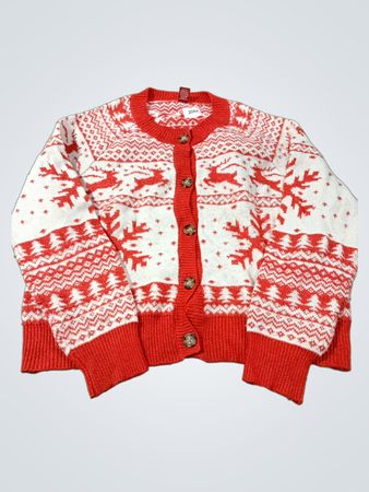 DEC. 25th Damen Weihnachts-Rentier-Schneeflocken-Fair-Isle-Strickjacke