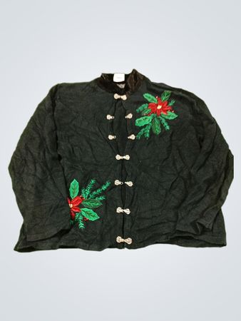 Crystal Kobe Black Christmas Weihnachtsstern Bestickter Cardigan