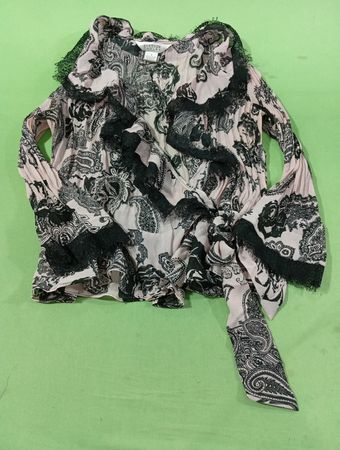 Allison Taylor Damen Bluse mit pink-schwarzem Paisley-Muster Größe S