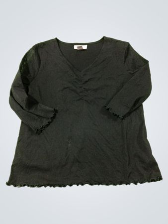 Worthington Stretch Schwarzes V-Ausschnitt gerafftes Top