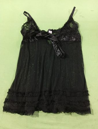 Frederick's of Hollywood Schwarzes Spitzen-Babydoll