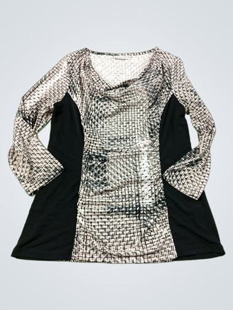 Dana Buchman Damen Langarm Cowl-Neck Schlangenprint-Oberteil