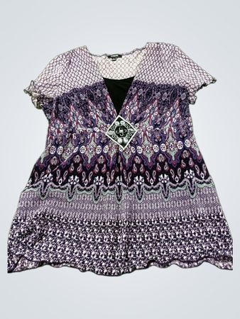 ELEMENTZ Damen Oberteil mit lila Paisley-Muster, Größe L