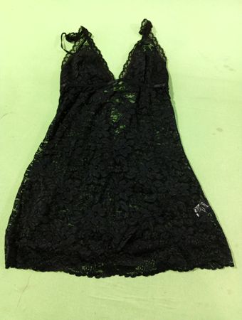 Schwarzes Spitzen-Babydoll mit Banddetail