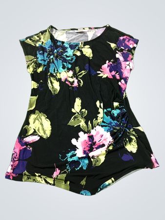 Jaclyn Smith Collection Floral-Top mit überschnittenen kurzen Ärmeln