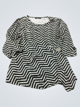 Mandy Evans Oberteil mit schwarz-weißem Chevron-Muster