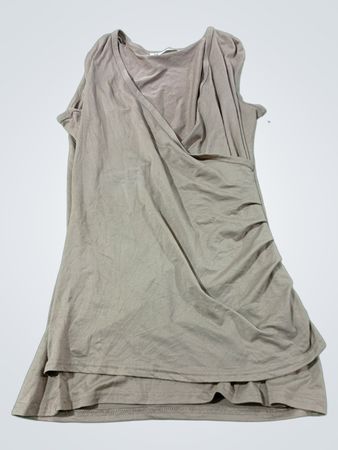 DOUBLJU M Damen Top mit gerafftem Wickel-V-Ausschnitt und ärmellos