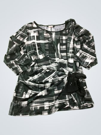 Mandy Evans Schwarz-Weiß abstraktes Tunika-Shirt mit Bindetail