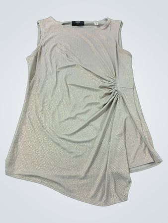 Tahari ärmelloses, gerafftes Top mit asymmetrischem Saum