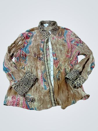 Jaipur Paisley- & Leopardenmuster-Hemd mit Knopfleiste