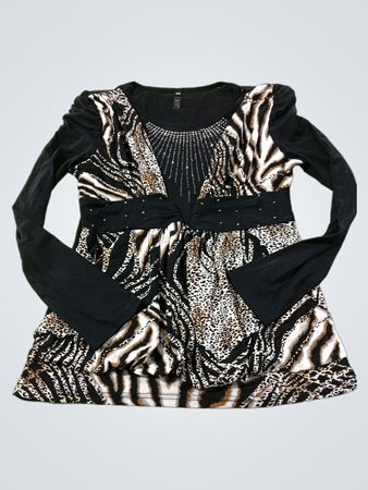 Damenbluse mit Animal-Print und langen Ärmeln