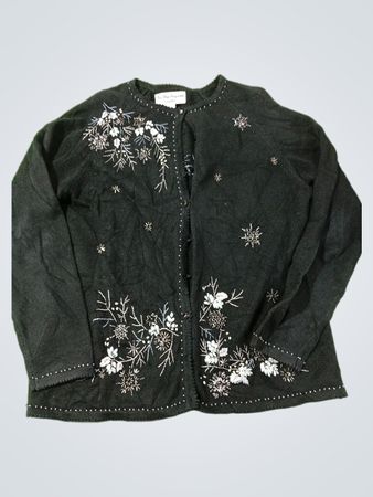 Star Blue Originals STUDIO Schwarze bestickte Strickjacke