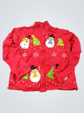 Chard International Weihnachtskollektion Schneemann- und Weihnachtsbaum-Reißverschluss-Pullover